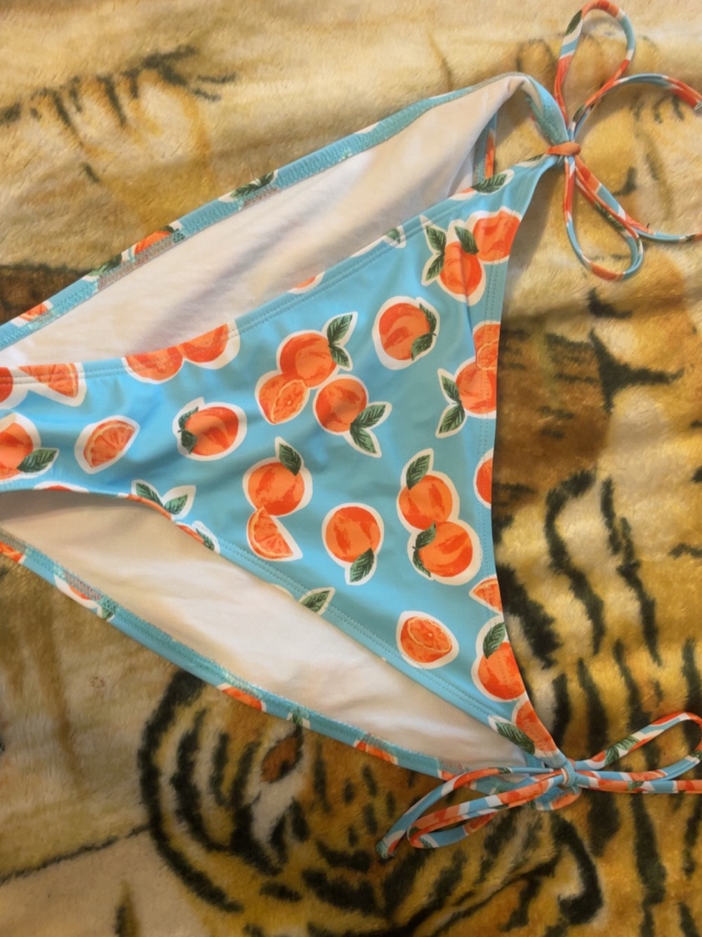 wild fable Blue & Orange Peach Print Tie-Side Swim Bottom